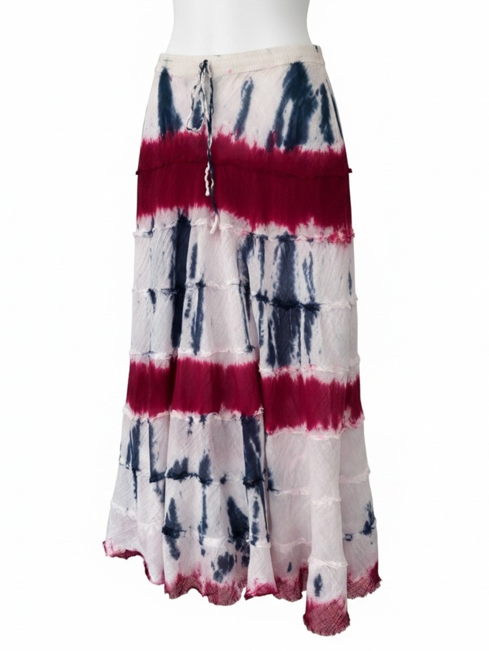 Metro Wear Tie-Dye Guaze Maxi Skirt; 100% Cotton - Size L - Flawed!